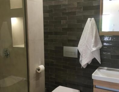 bathroom and mirror